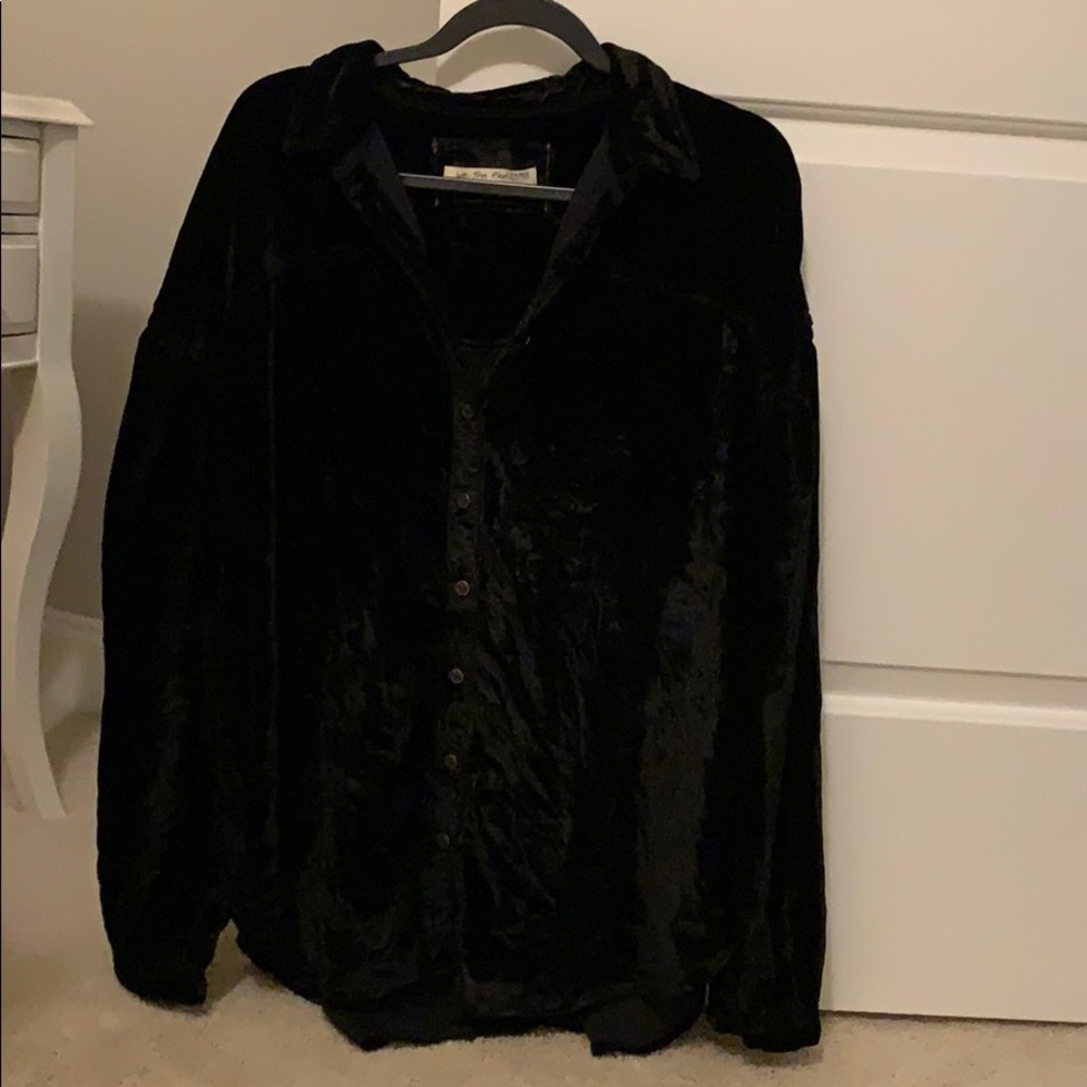 Black Velvet Free People Button Down Blouse